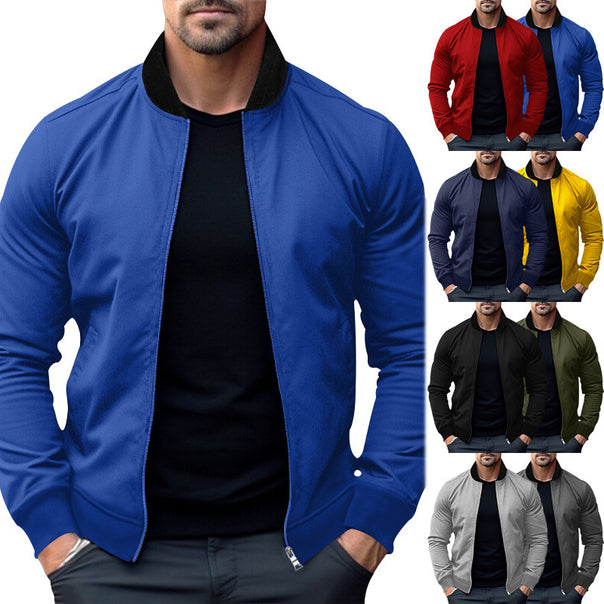 Men's lightweight cotton blouson with contrasting collar, visible metal zipper, and side pockets Mune Fashion