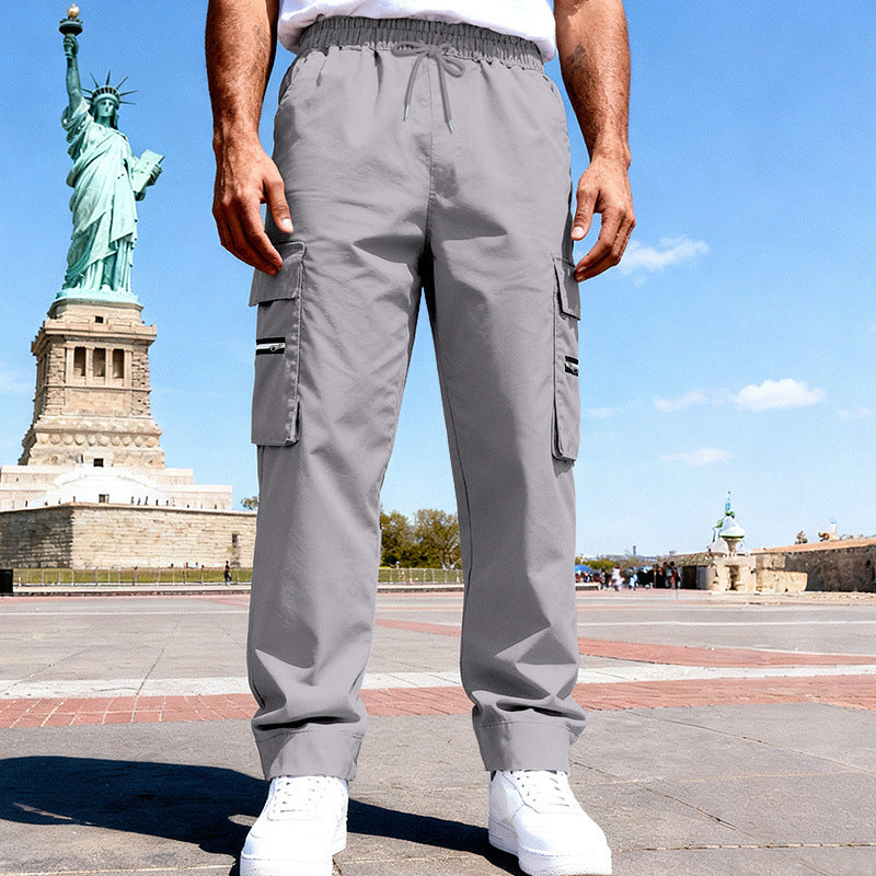 Men's cargo leisure trousers with elastic waistband, drawstring & zip pockets Mune Fashion