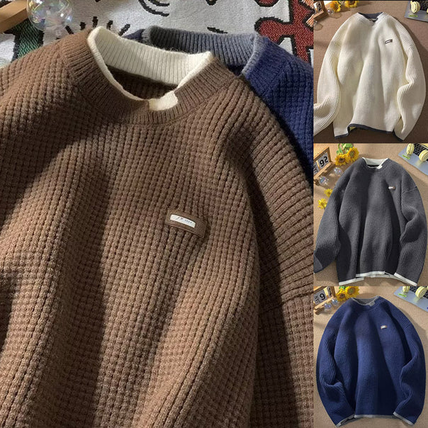 Men's chunky knit pullover with high collar Mune Fashion