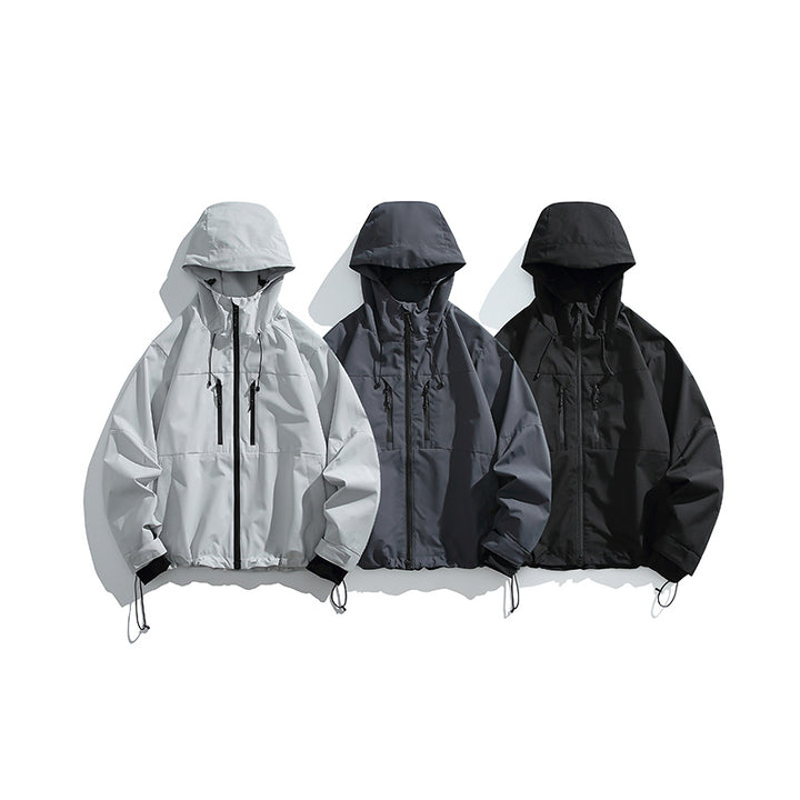 Men's Technical Rain Softshell Jacket with Hood, Zipper and Adjustable Hem Mune Fashion