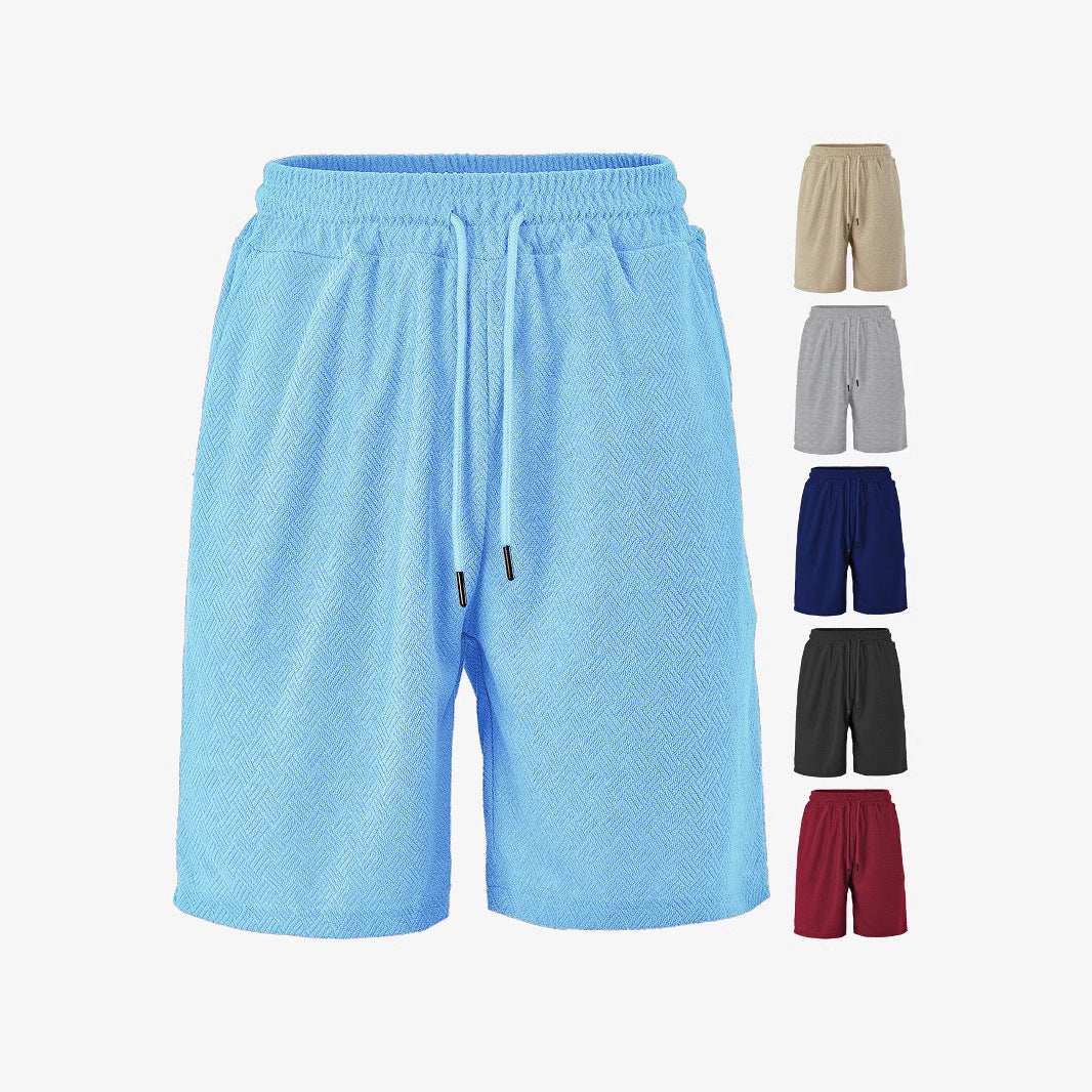 Men's terry shorts with herringbone texture, elastic drawstring waistband, and side pockets Mune Fashion