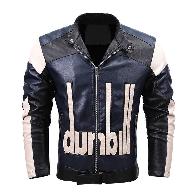 Men's biker jacket made of synthetic leather with distinctive logo application and tailored cut Mune Fashion