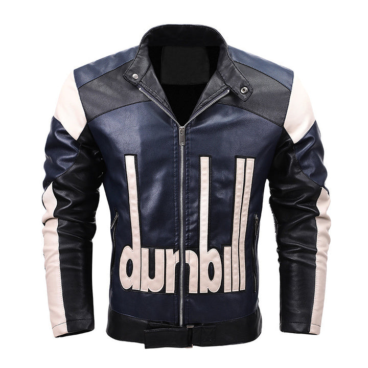 Men's biker jacket made of synthetic leather with distinctive logo application and tailored cut Mune Fashion