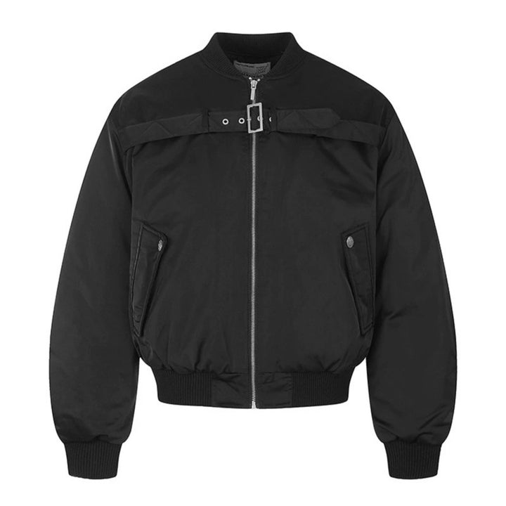 Men's short padded bomber jacket with wide belt detail and ribbed cuffs Mune Fashion