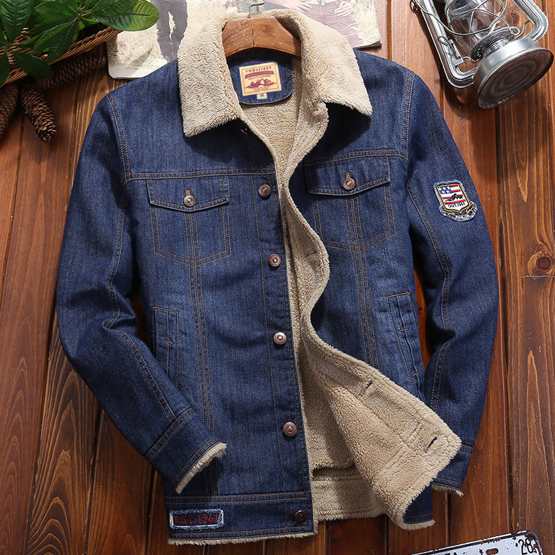 Men's Thermo-Jeans-Trucker Jacket with Teddy Lining and Sherpa-like Interior Mune Fashion