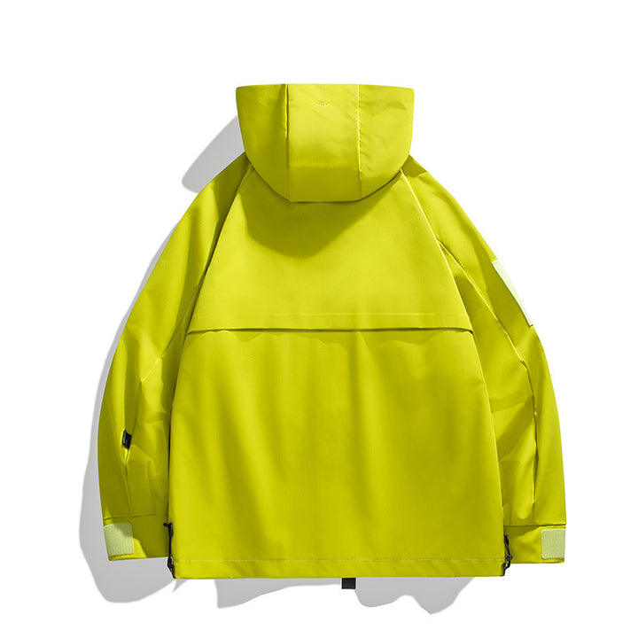 Men's water-repellent technical utility jacket with hood, multifunctional pockets & adjustable Velcro cuffs Mune Fashion