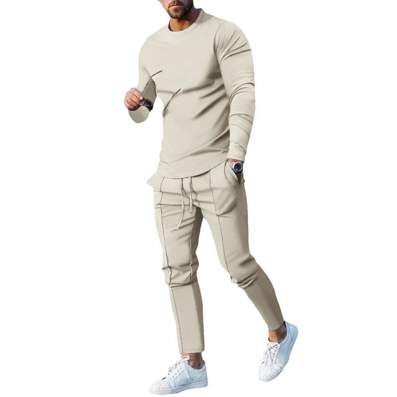 Men's fitted long-sleeve shirt made of cotton stretch with a round neckline and body-hugging fit Mune Fashion