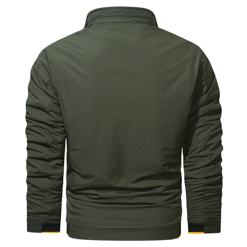 Men's Slim Fit Urban Stand Collar Blouson with Zipper, Contrasted Cuffs and Decorative Applications Mune Fashion
