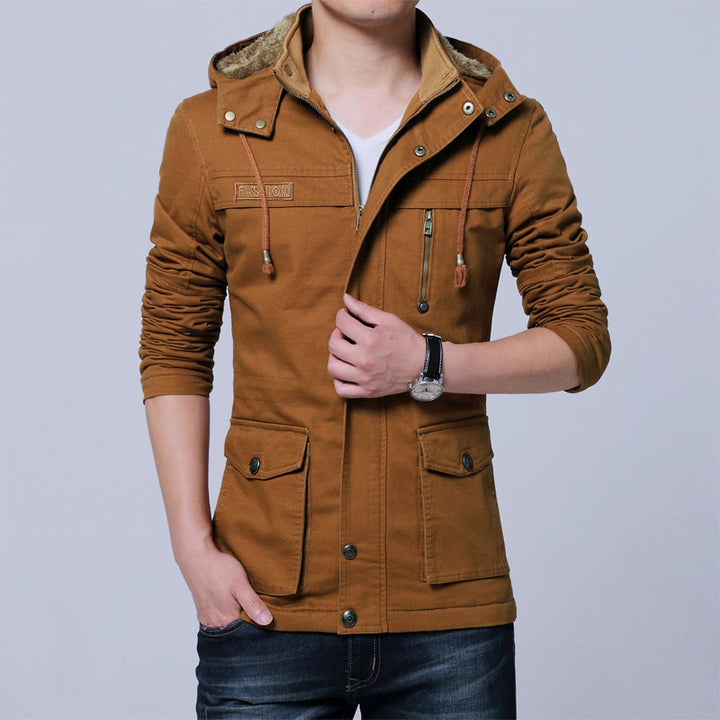 Men's Canvas Utility Parka with Hood and Teddy Lining Mune Fashion