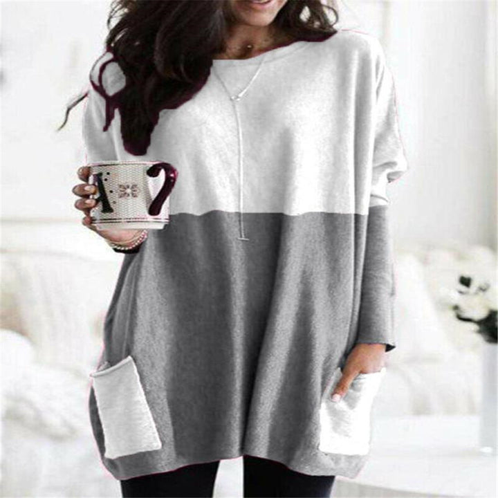 Women's oversized long shirt with contrast block and patch pockets Mune Fashion