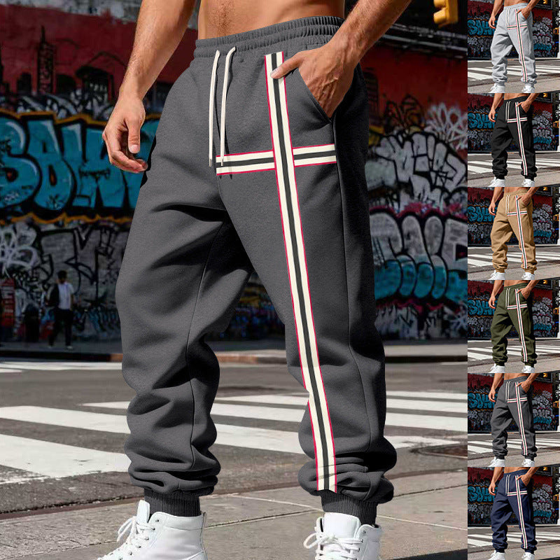 Men's jogging pants with side tape stripe and elastic drawstring waistband Mune Fashion