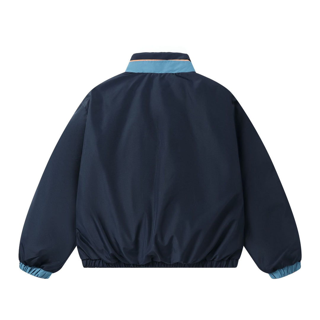 Women's Boxy Lightweight Windbreaker with High Stand Collar and Contrast Trimmed Side Pockets Mune Fashion