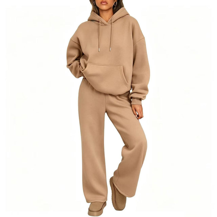 Women's Oversized Hoodie Set with Kangaroo Pocket and Wide Palazzo Pants Drune