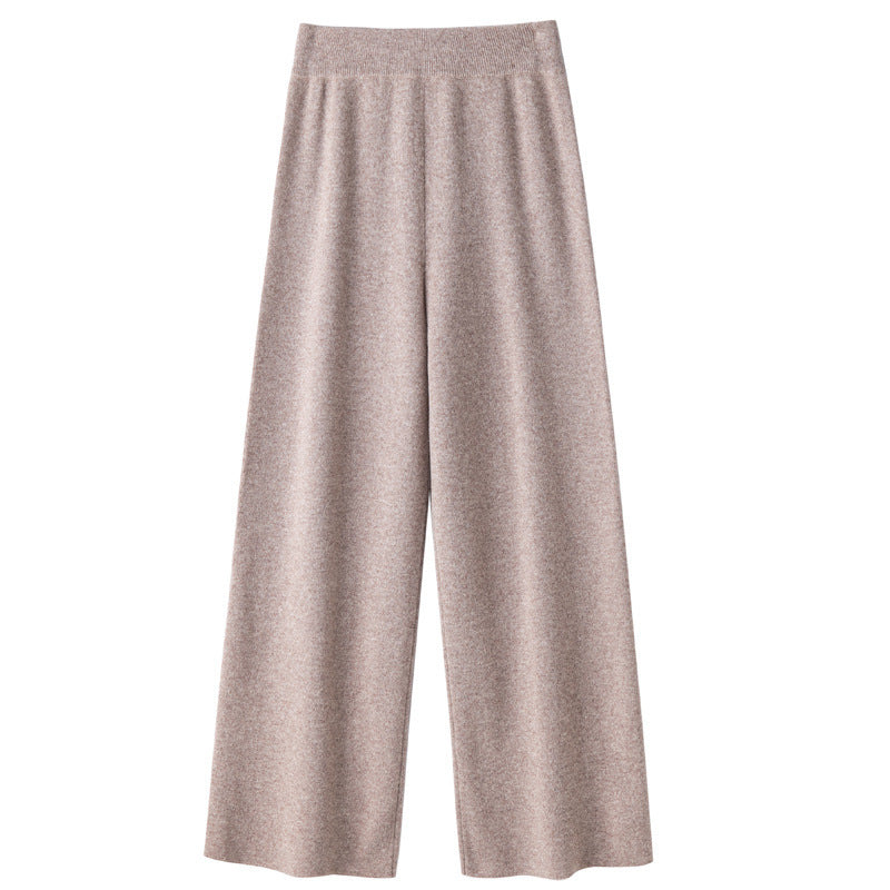 Women's Wide Knit Pants with High Waist and Cashmere-like Softness Mune Fashion