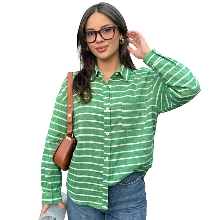 Women Stylish Striped Blouse Mune Fashion