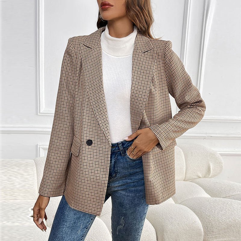 Women Checked Blazer in Elegant Cut Mune Fashion
