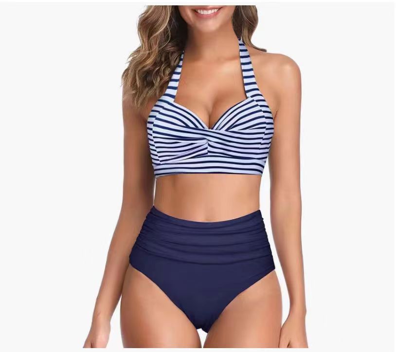 Women's High-Waisted Bikini Set with Elegant Top and Floral Design Mune Fashion
