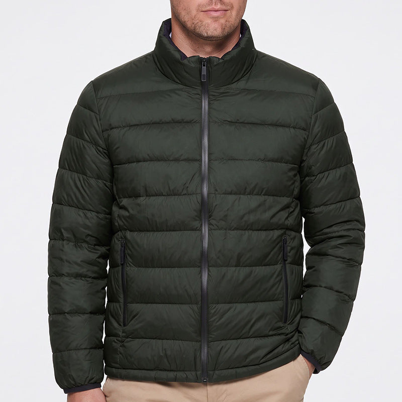 Men's Windproof Lightweight Padded Jacket with Thermal Filling, Stand-Up Collar & Concealed Zippers Mune Fashion