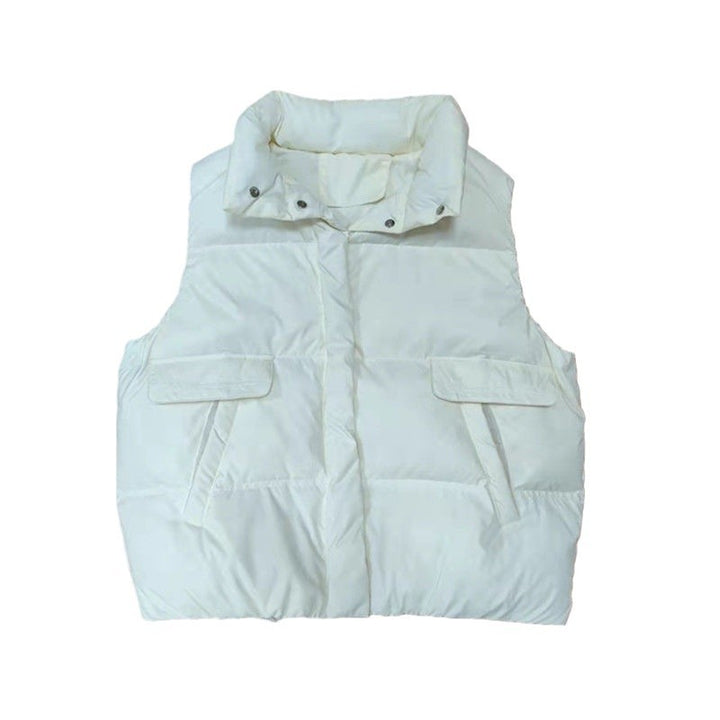 Women's quilted thermal vest with high stand-up collar and patch flap pockets Mune Fashion