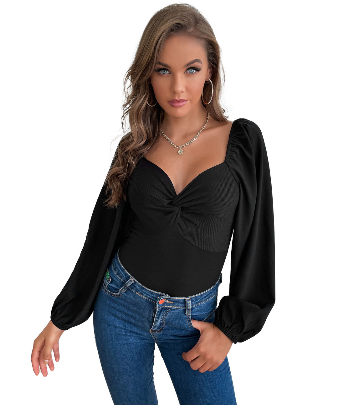 Women Elegant Bodys with Puff Sleeves Mune Fashion