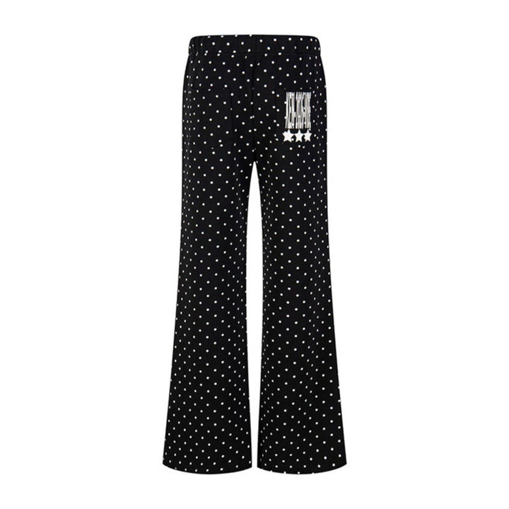Women's Wide Lounge Pants with Drawstring, Flared Leg and Statement Print Mune Fashion