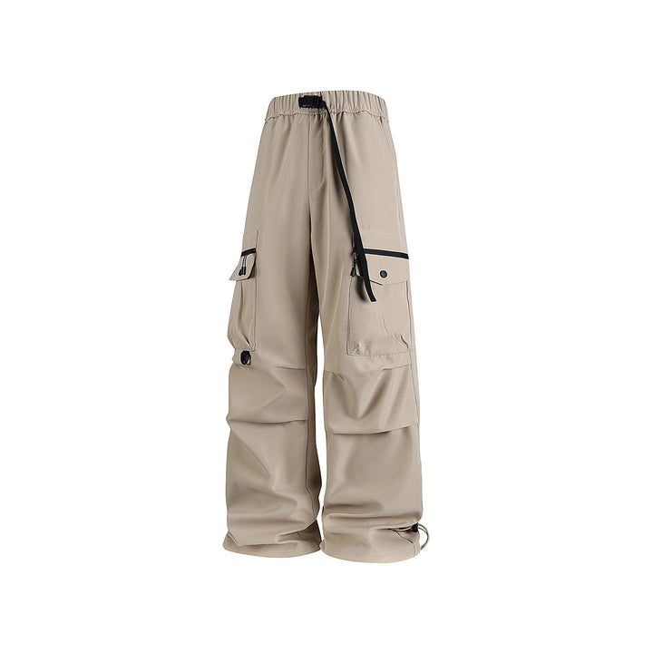 Men's Loose Utility Cargo Pants with Multi-Pockets, Adjustable Hem and Integrated Belt Drune