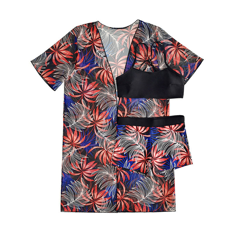 Women's bathrobe with floral design and short sleeves Mune Fashion
