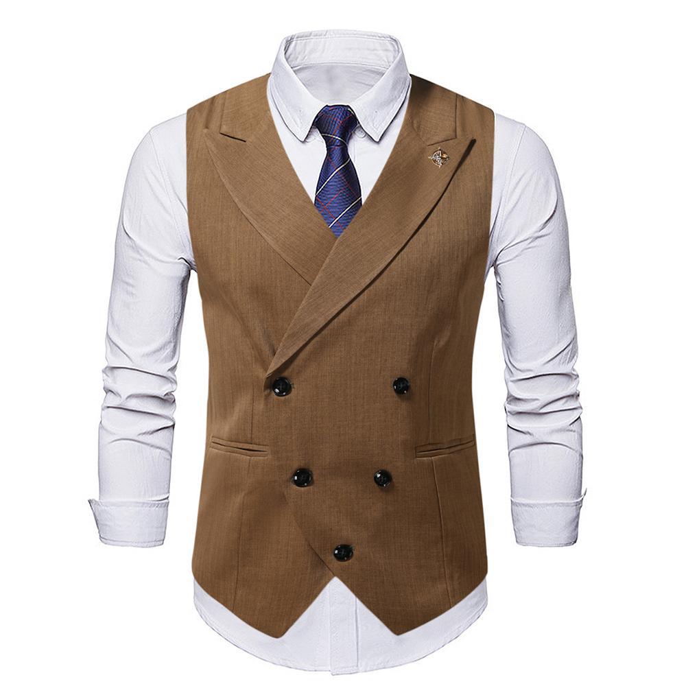 Men's double-breasted suit vest with peaked lapels, slim silhouette, and fine interior finish Mune Fashion