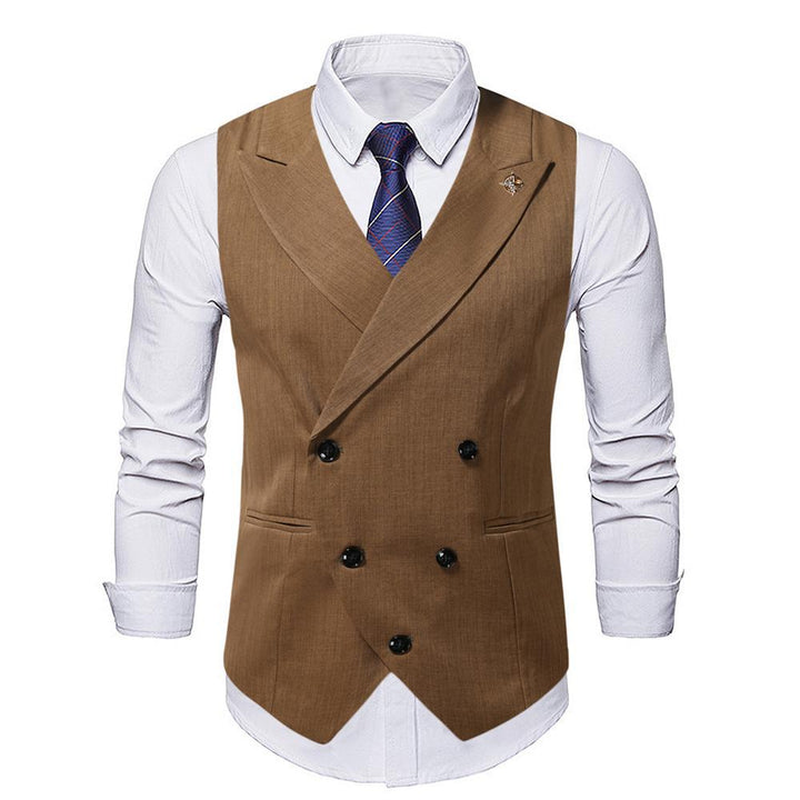 Men's double-breasted suit vest with peaked lapels, slim silhouette, and fine interior finish Mune Fashion