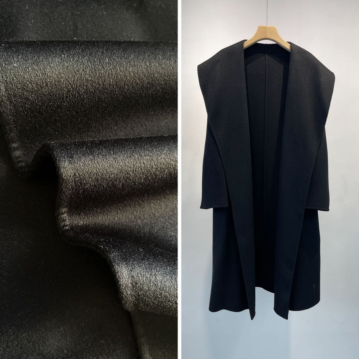 Women Luxury Long Hair Coat made of Wool Blend Mune Fashion