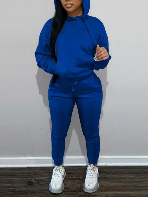 Men's casual jogging suit set with hoodie kangaroo pocket and tapered jogging pants Mune Fashion