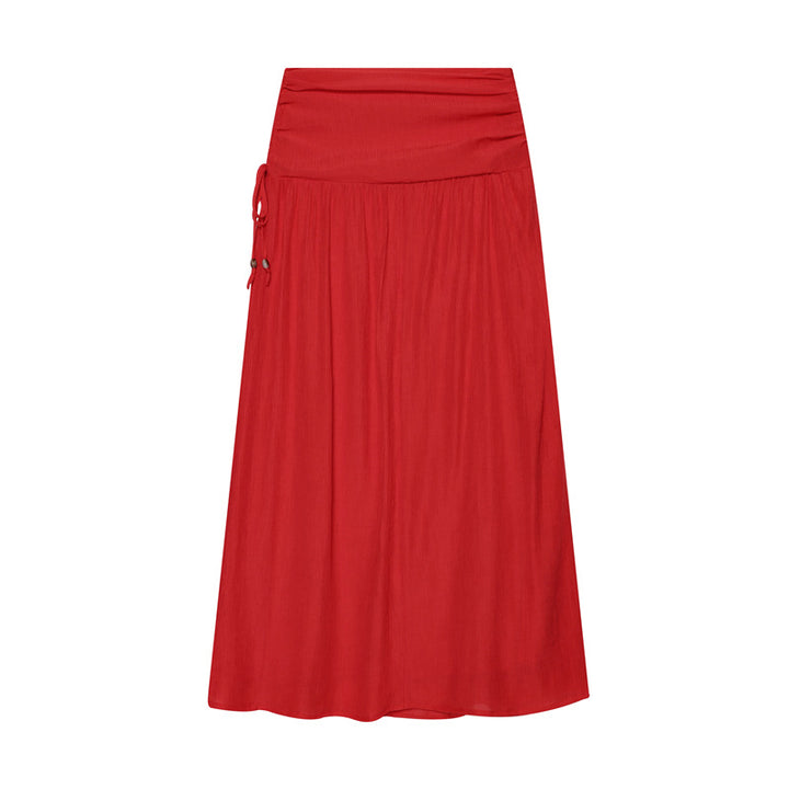 Women Maxi Skirt with High Waist, Side Decorative Cord and Wide Pleated Fall Mune Fashion