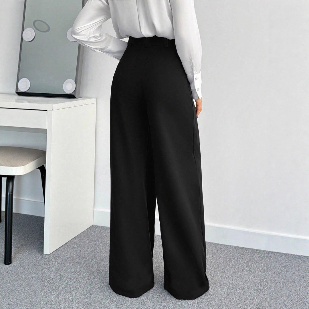 Women's High-Waisted Palazzo Pants with Distinctive Pleats and Elegant Waist Belt Mune Fashion