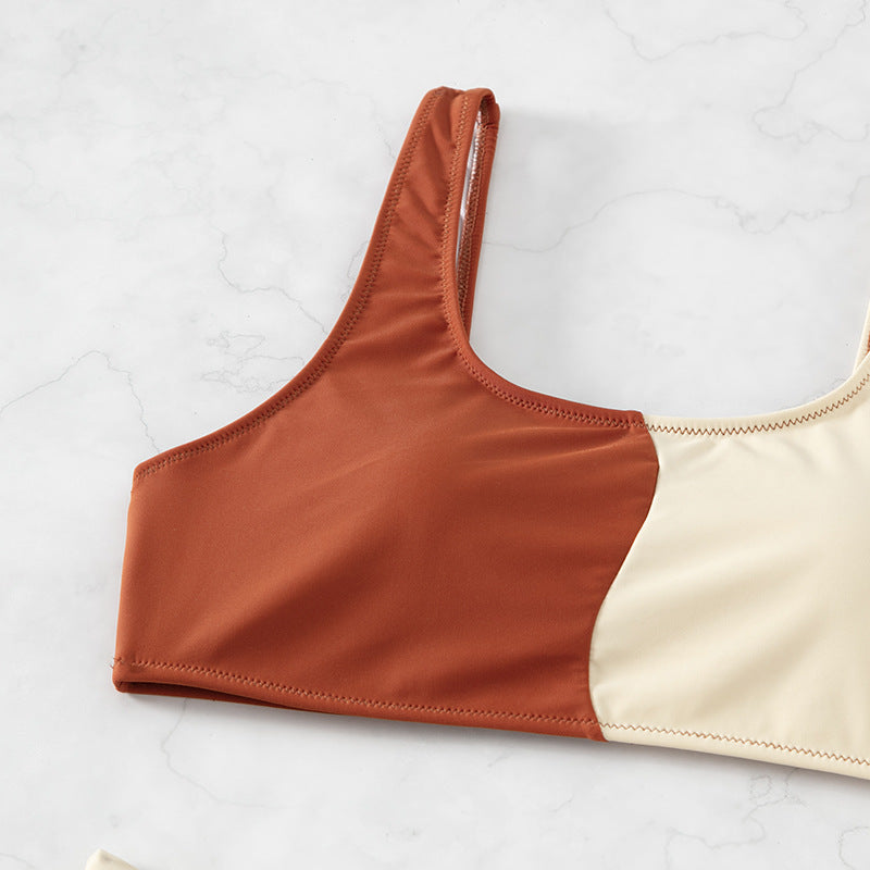 Women's High-Cut Bikini Set with Contrasting Color Blocks Mune Fashion
