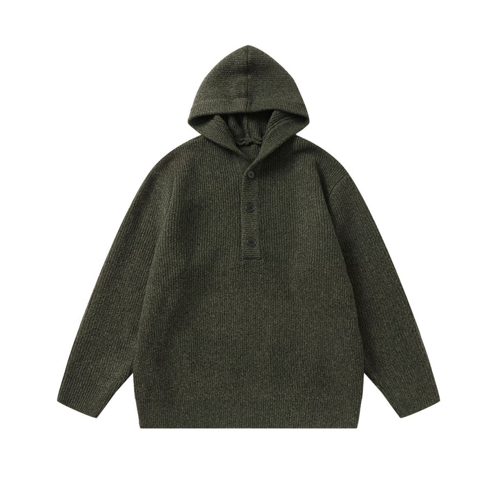 Unisex Ribbed Knit Hoodie with Half-Placket and Oversized Fit Mune Fashion