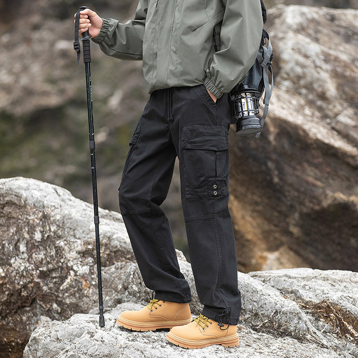 Men's Outdoor Cargo Pants with Adjustable Drawstring Waistband, Knee Reinforcement, and Multi-Pockets Mune Fashion