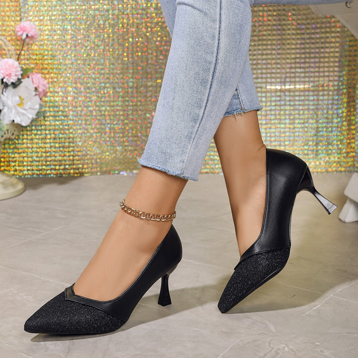 Women's pointed pumps with structured toe cap, curved stiletto heel, and cushioned comfort insole Mune Fashion
