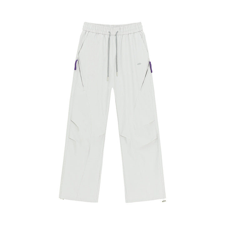 Women's Wide Utility Training Pants with Elastic Waistband, Zipper Pockets & Adjustable Hem Mune Fashion