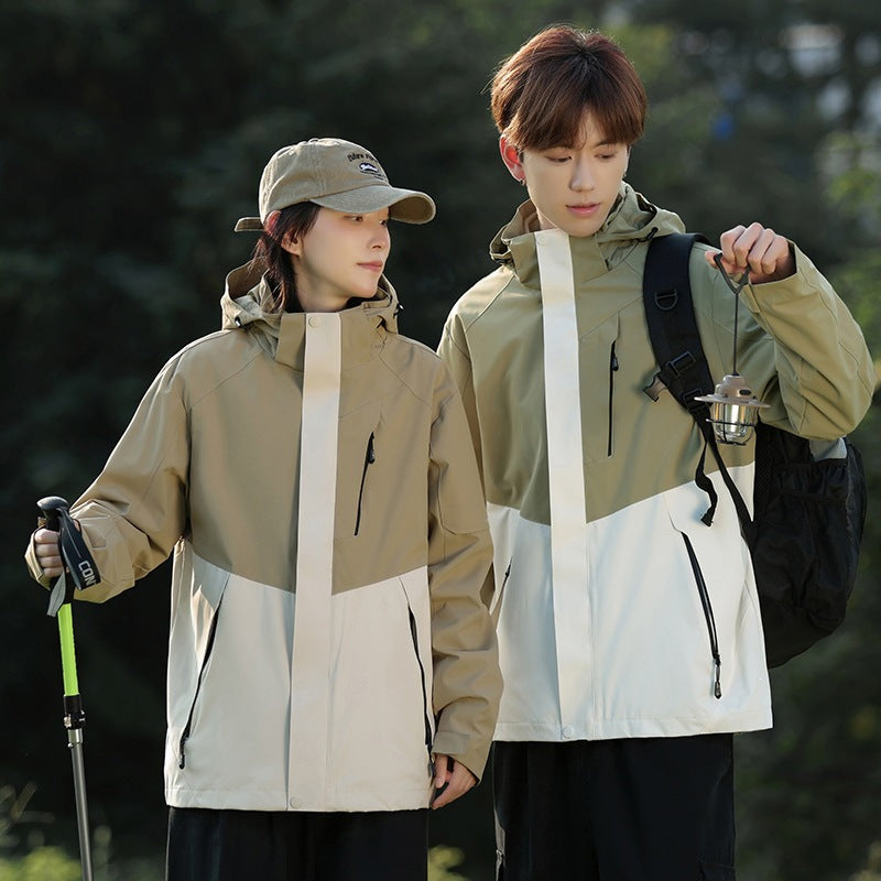 Men's Two-Tone Wind and Water-Repellent Softshell Jacket with Hood Mune Fashion