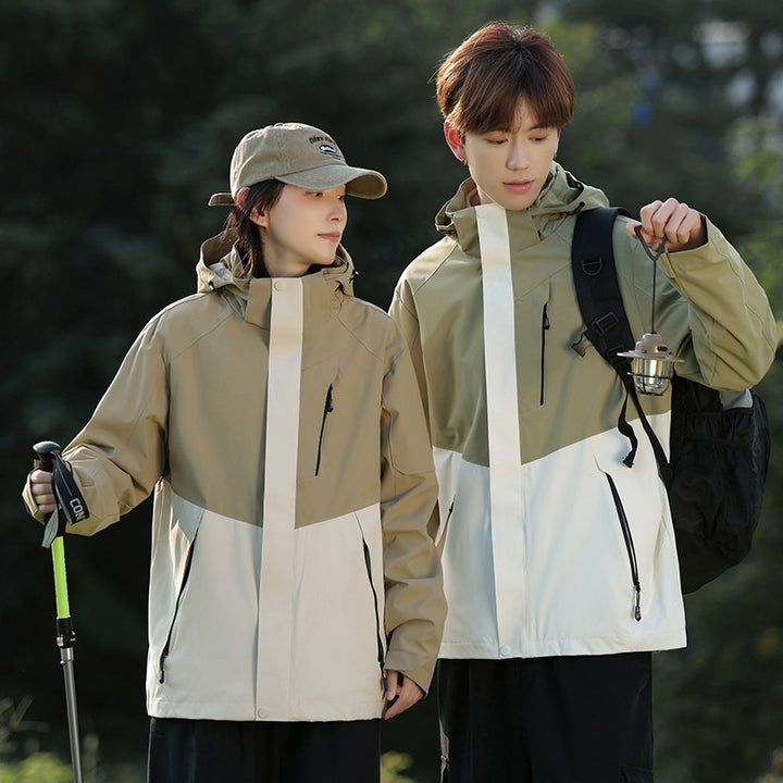 Men's Two-Tone Wind and Water-Repellent Softshell Jacket with Hood Mune Fashion