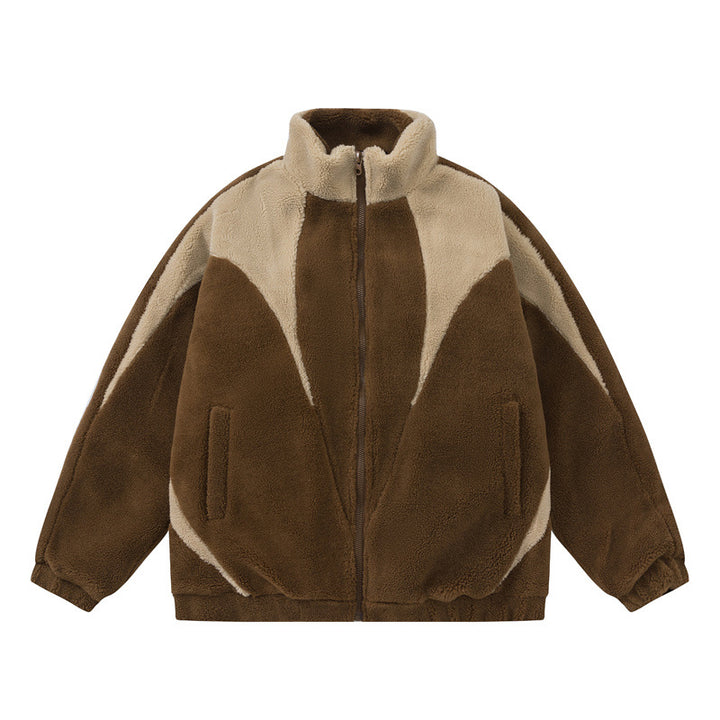 Unisex Oversized Teddy Fleece Jacket with High Standing Collar Mune Fashion