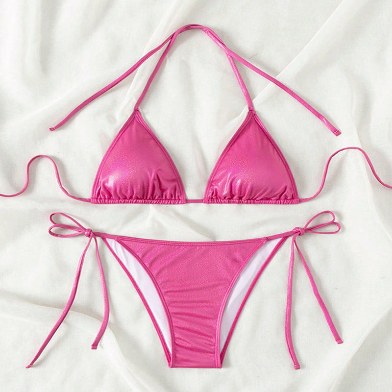Women's Triangle Bikini with Side Ties and Glossy Finish Mune Fashion