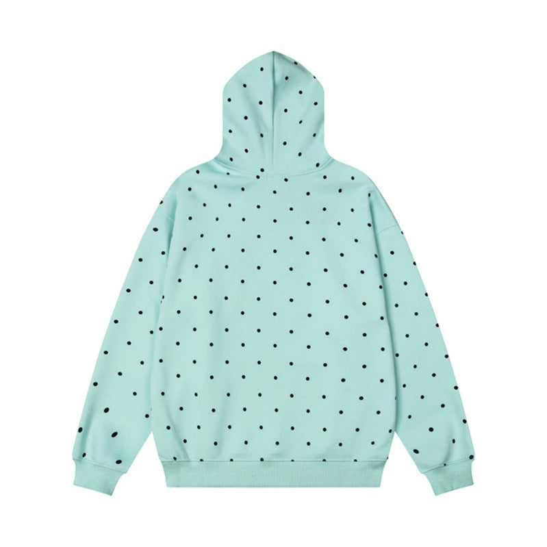 Women's hoodie with polka dot, musical note print and kangaroo pocket Mune Fashion
