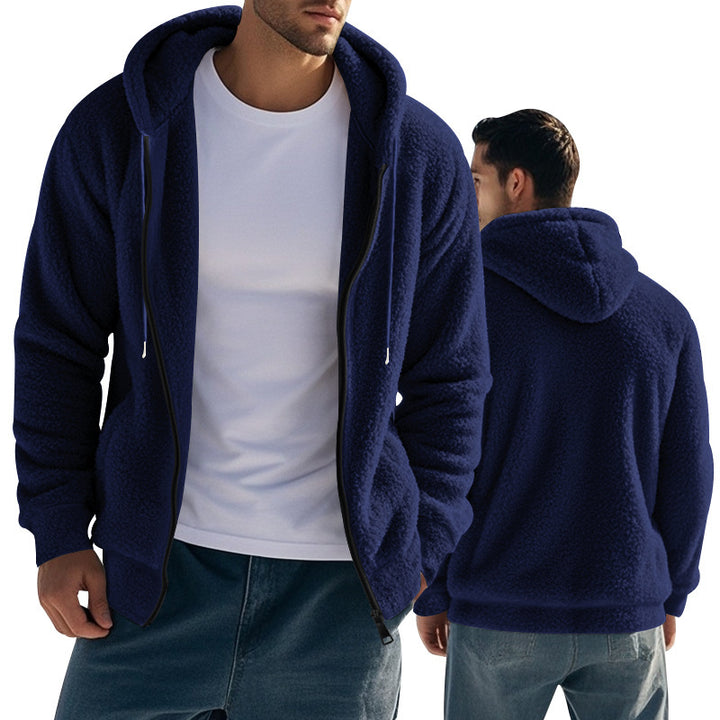 Men's Teddy Fleece Hooded Jacket with Full Zip and Kangaroo Pockets Mune Fashion