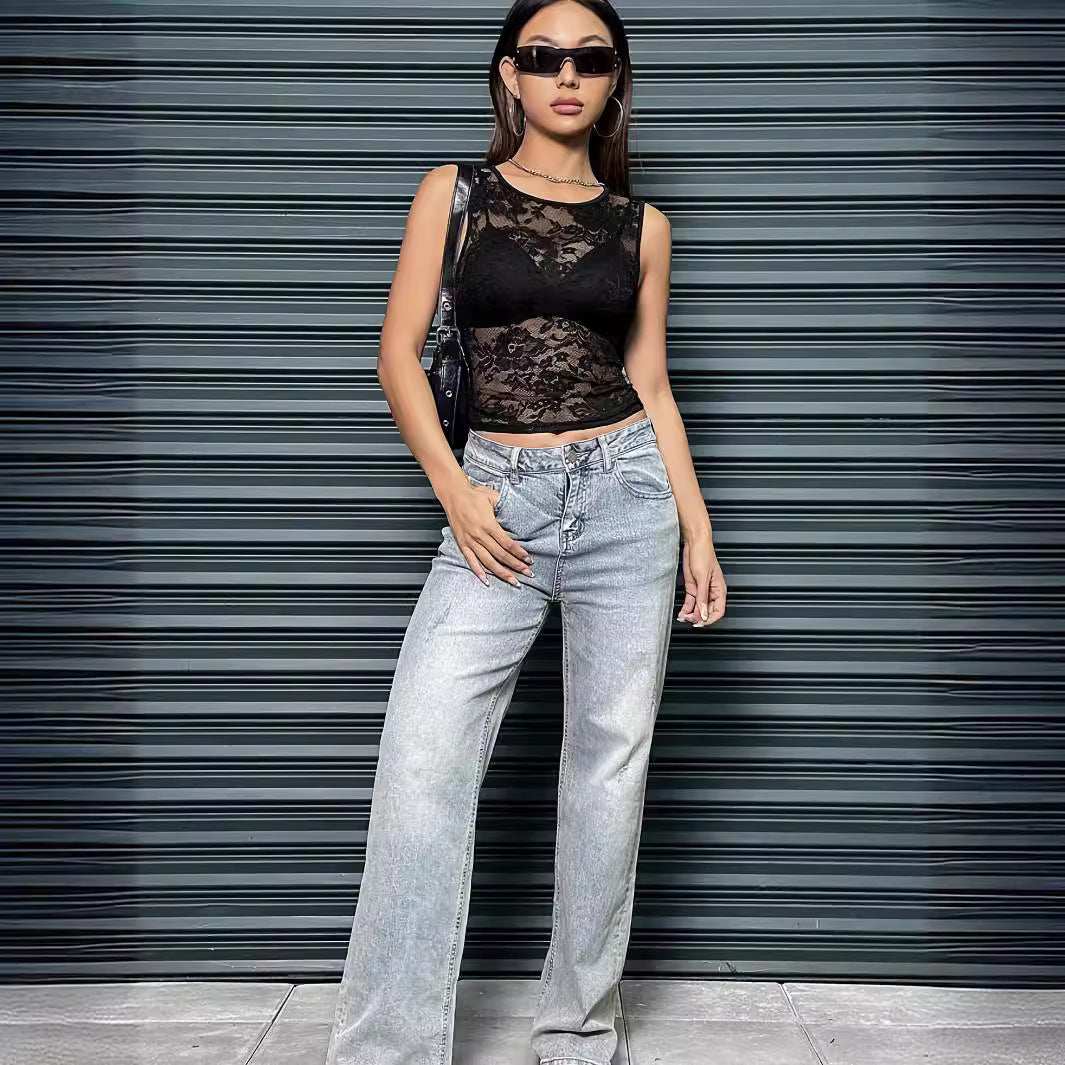 Women's sleeveless crop top with floral pattern and built-in bustier Mune Fashion
