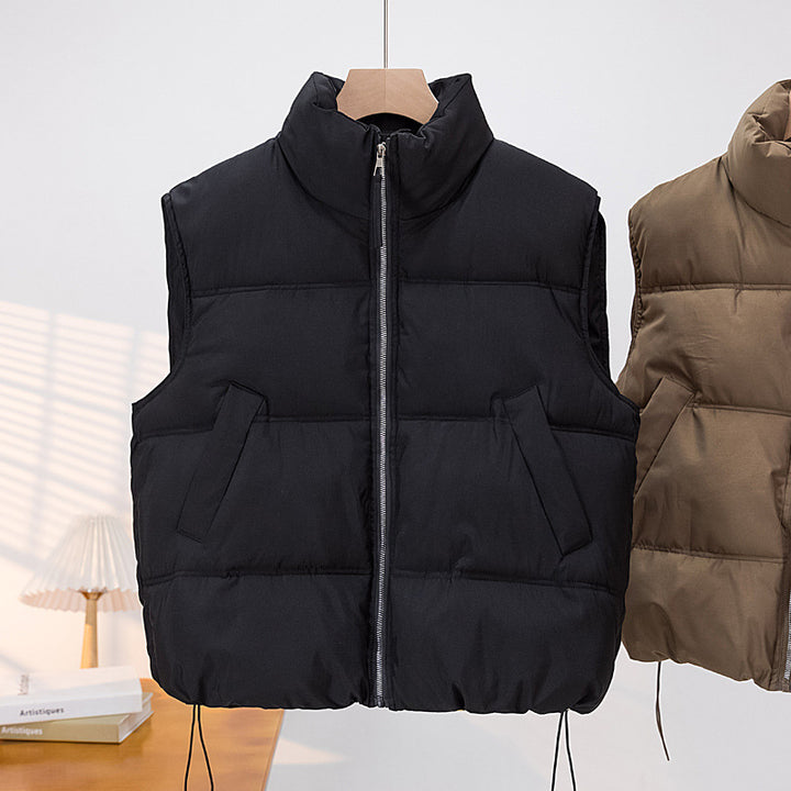 Women's quilted vest with high stand-up collar and adjustable hem Mune Fashion