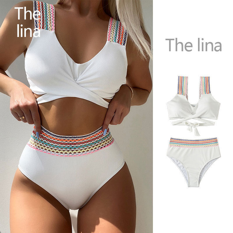 Women's High-Waisted Bikini with Creative Cut Mune Fashion