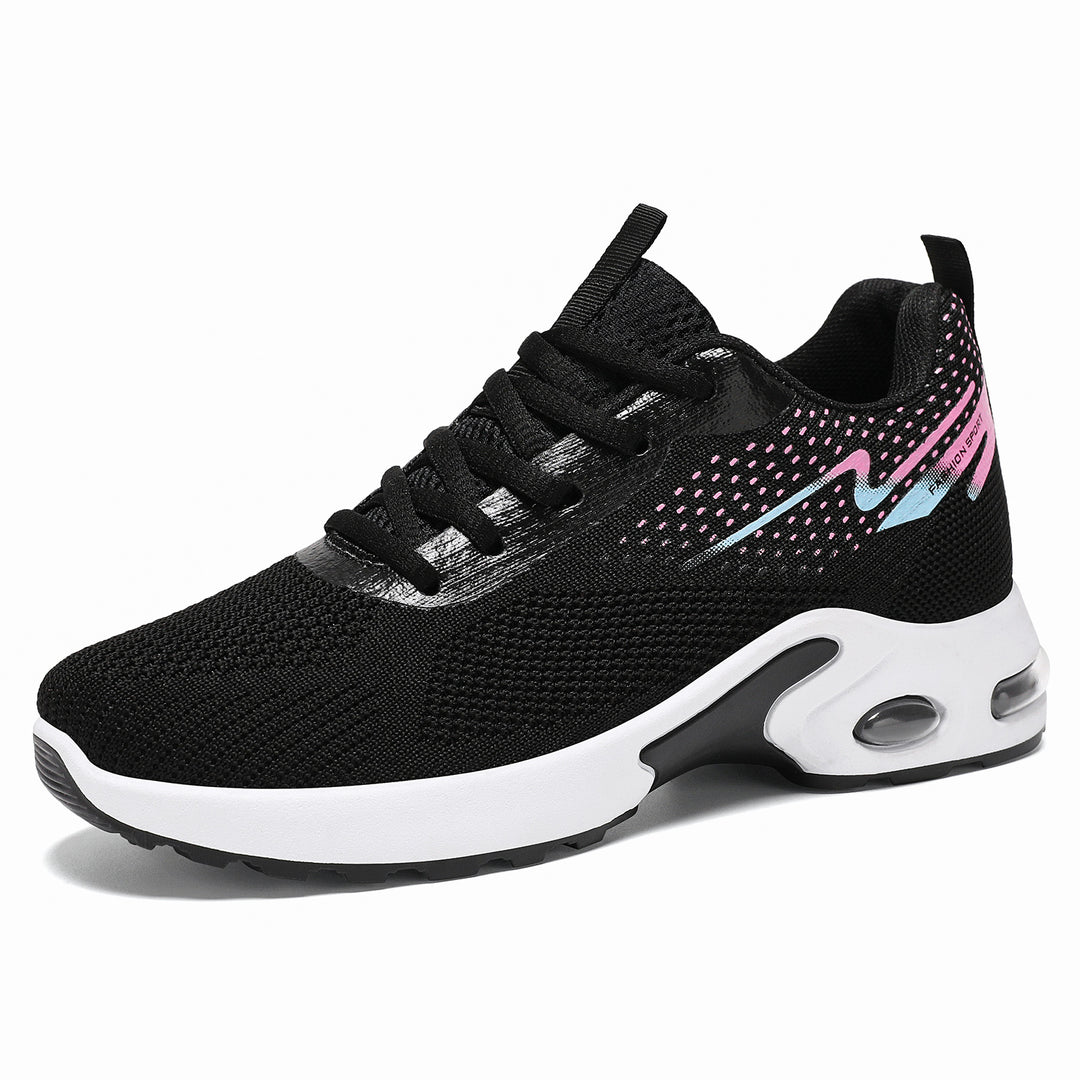 Women's sporty mesh running sneakers with visible air cushioning, breathable knitted upper and ergonomic comfort sole Mune Fashion
