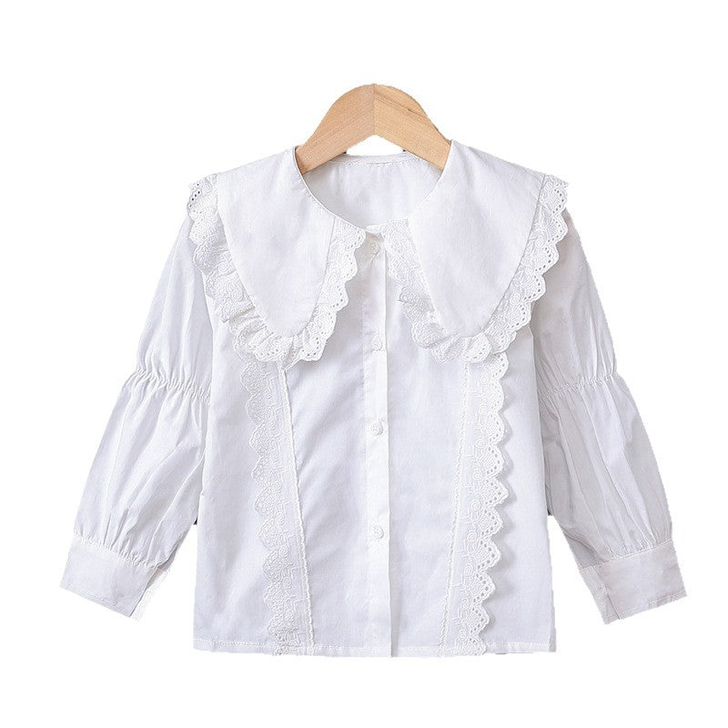 Girls blouse with elegant ruffles and large collar Mune Fashion