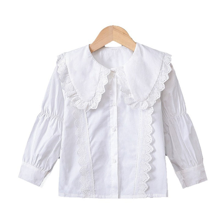 Girls blouse with elegant ruffles and large collar Mune Fashion